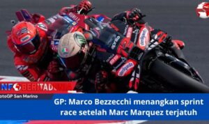 Marc Marquez terjatuh di lintasan MotoGP San Marino GP 2025.