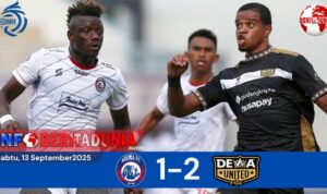 Duel sengit Dewa United vs Arema berakhir 2-1 di Super League Indonesia.