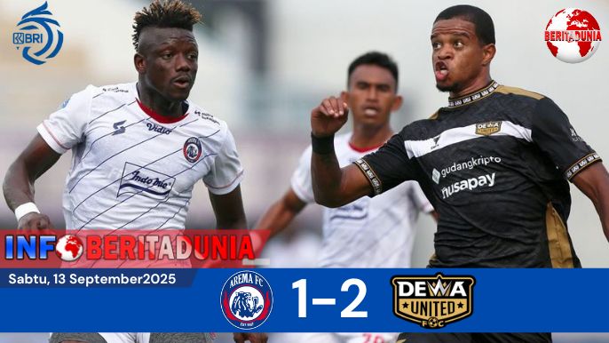 Duel sengit Dewa United vs Arema berakhir 2-1 di Super League Indonesia.