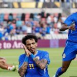 Jeremy Antonisse merayakan gol dalam pertandingan Grup B Piala Emas CONCACAF 2025 Curacao vs Kanada di Stadion Shell Energy pada 21 Juni 2025 di Houston, Texas.Tim Warner/Getty Images/AFP (Photo by Tim Warner / GETTY IMAGES NORTH AMERICA / Getty Images via AFP)(AFP/TIM WARNER)