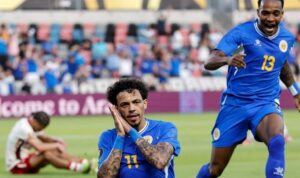 Jeremy Antonisse merayakan gol dalam pertandingan Grup B Piala Emas CONCACAF 2025 Curacao vs Kanada di Stadion Shell Energy pada 21 Juni 2025 di Houston, Texas.Tim Warner/Getty Images/AFP (Photo by Tim Warner / GETTY IMAGES NORTH AMERICA / Getty Images via AFP)(AFP/TIM WARNER)