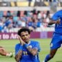 Jeremy Antonisse merayakan gol dalam pertandingan Grup B Piala Emas CONCACAF 2025 Curacao vs Kanada di Stadion Shell Energy pada 21 Juni 2025 di Houston, Texas.Tim Warner/Getty Images/AFP (Photo by Tim Warner / GETTY IMAGES NORTH AMERICA / Getty Images via AFP)(AFP/TIM WARNER)