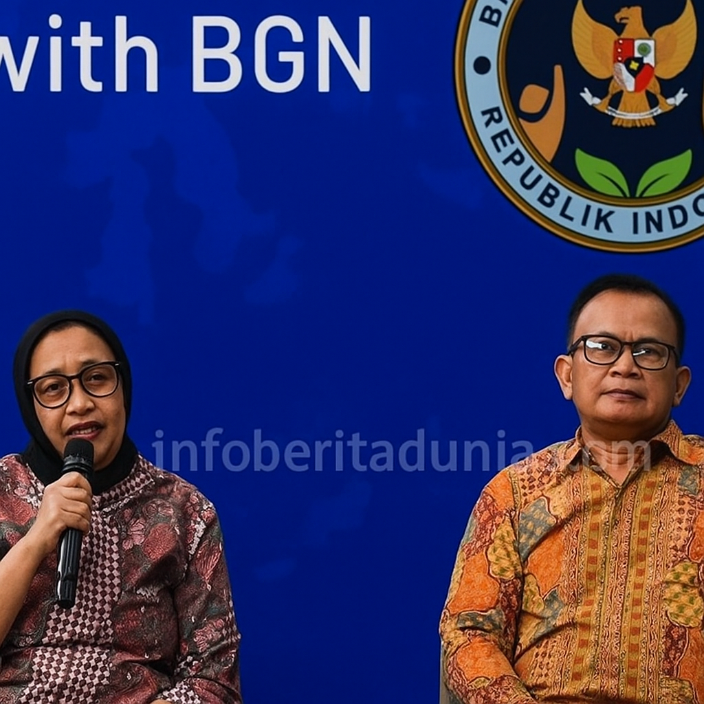 Pejabat BGN dalam konferensi pers mengenai kasus pelecehan Kepala SPPG di Bekasi