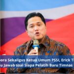 Menpora RI Erick Thohir mengikuti konferensi pers di kantor Kemenpora RI, Jakarta, Selasa (23/9/2025).