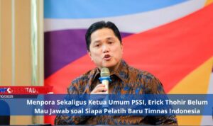 Menpora RI Erick Thohir mengikuti konferensi pers di kantor Kemenpora RI, Jakarta, Selasa (23/9/2025).