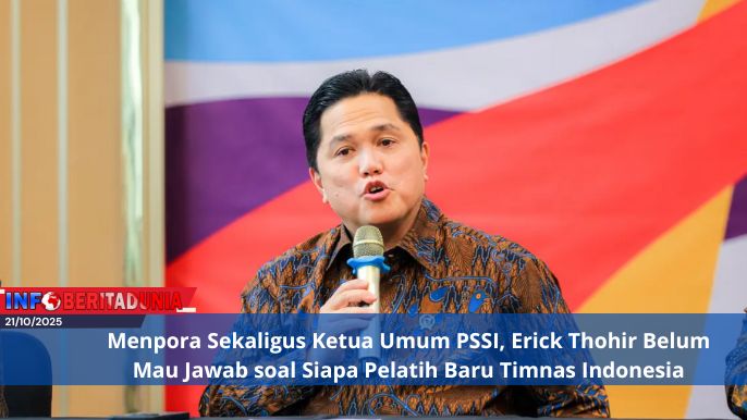 Menpora RI Erick Thohir mengikuti konferensi pers di kantor Kemenpora RI, Jakarta, Selasa (23/9/2025).