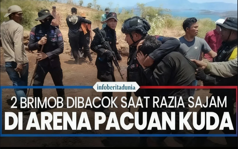 2 Brimob Dibacok Saat Razia Sajam di Arena Pacuan Kuda